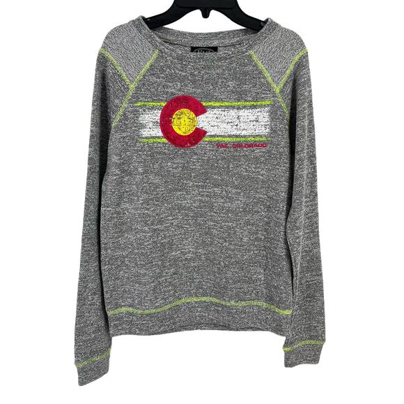 Vail Colorado Raglan Sweatshirt Womens Size Small Gray  Hot Pink - Picture 1 of 4